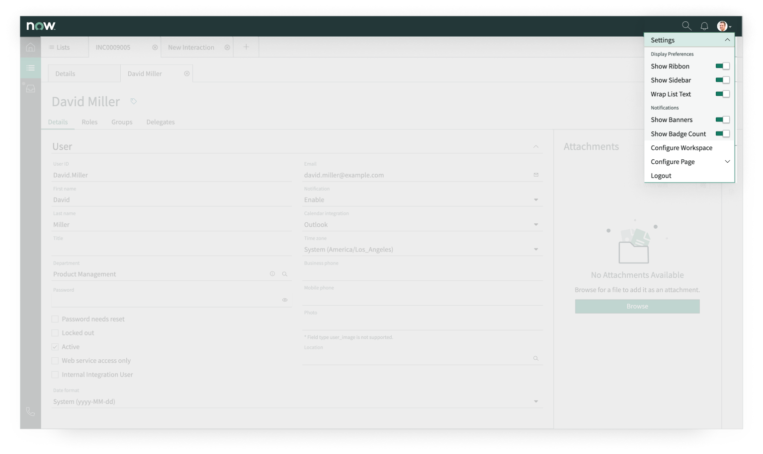 The avatar in the app shell header is selected to open the user menu.
