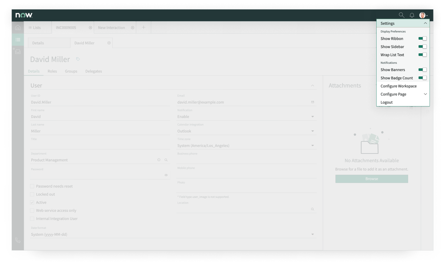 The avatar in the app shell header is selected to open the user menu.